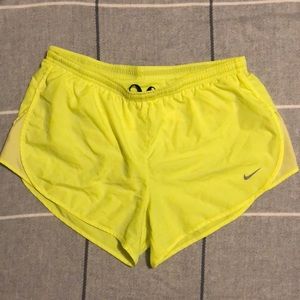 Nike dri-fit neon yellow running shorts